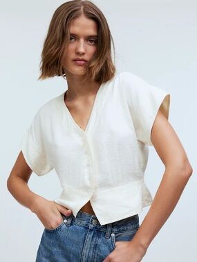 Madewell pleated short sleeve top